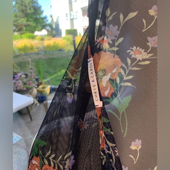 Chris and Carol Floral Poppy Printed Sheer Open Cardigan Robe Beach Size US L - Picture 6 of 9